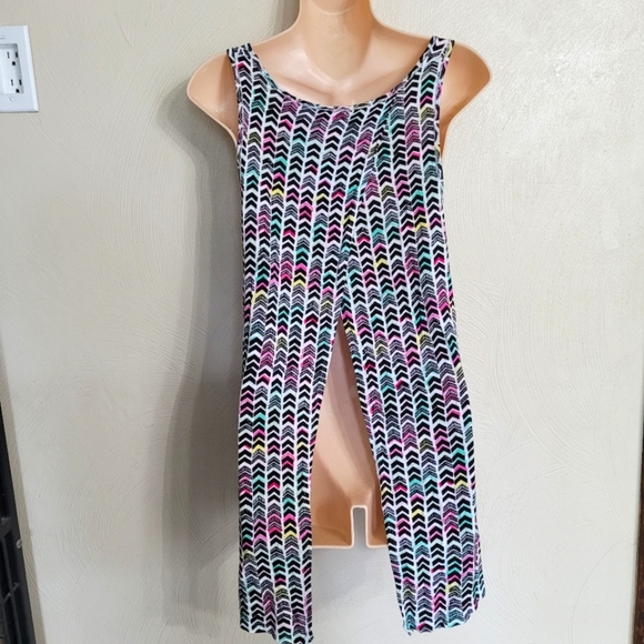 Bethany Mota Colorful Sleeveless Open Back Tank Top Hi-Low Size Women's Medium - Picture 2 of 8